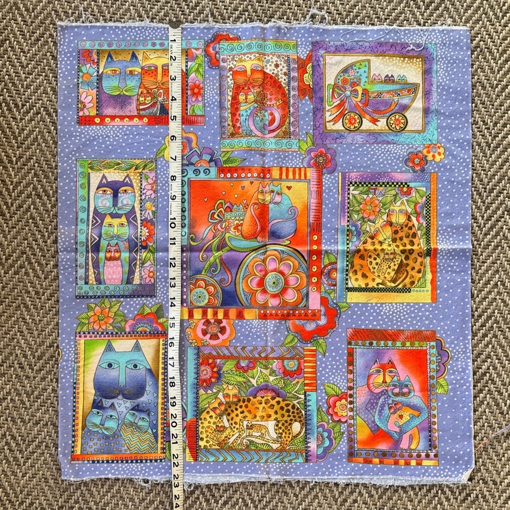 Colorful Cat-Themed 2 panels, Laurel Burch fabric - Picture 4 of 4